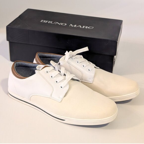 Bruno Marc Men's Oxfords Sneakers-White, Size 8, New in Box - Picture 2 of 6